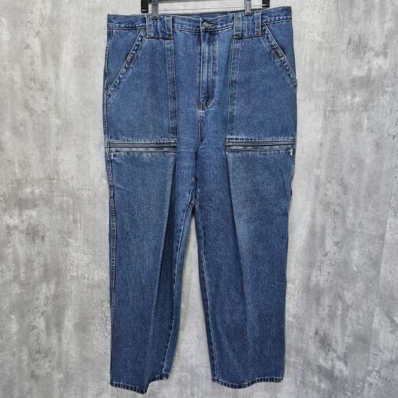 Vintage‎ 90s Y2K MAC Sport 42X30 Baggy Hip Hop Zippers Streetwear Jeans - Picture 1 of 11